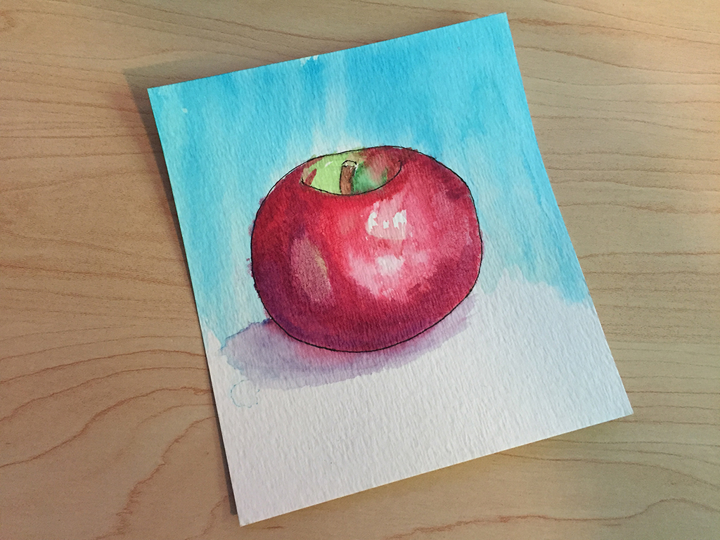 Watercolor illustration of an apple